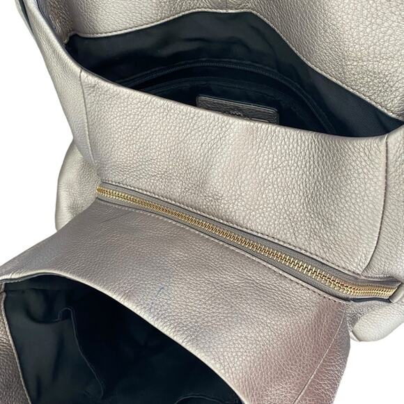 Coach Phoebe Saddle Leather Pebbled Medium Shoulder Bag Purse Pewter - Picture 7 of 13